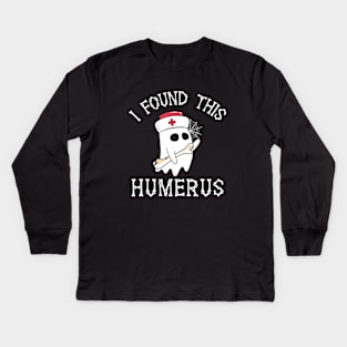 Funny I Found This Humerus Boo Ghost Halloween Costume Kids Long Sleeve T-Shirt